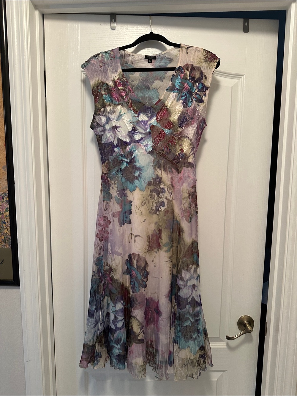 Komarov Multi-Color Floral V-Neck Midi Dress